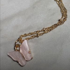 Butterfly glitter necklace